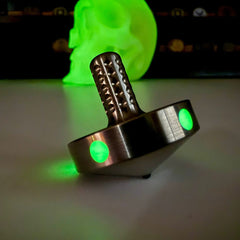 CountyComm - Tip Top Extreme - Tungsten / Titanium / UGM Glow - Spinning Top + Delrin Stand by Maratac®