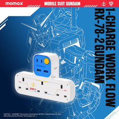 1-Charge Work Flow T-shaped Extension 3 Outlet with USB
