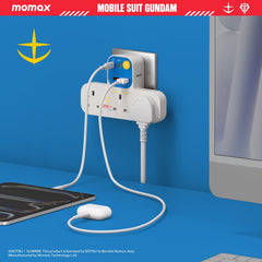 1-Charge Work Flow T-shaped Extension 3 Outlet with USB