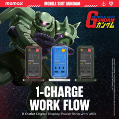 1-Charge Work Flow 6-Outlet GaN Power Tower 35W with USB Ports