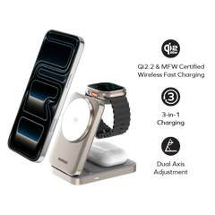 1-Charge Q.Port² Qi2.2 3-in-1 Magnetic Wireless Charging Stand