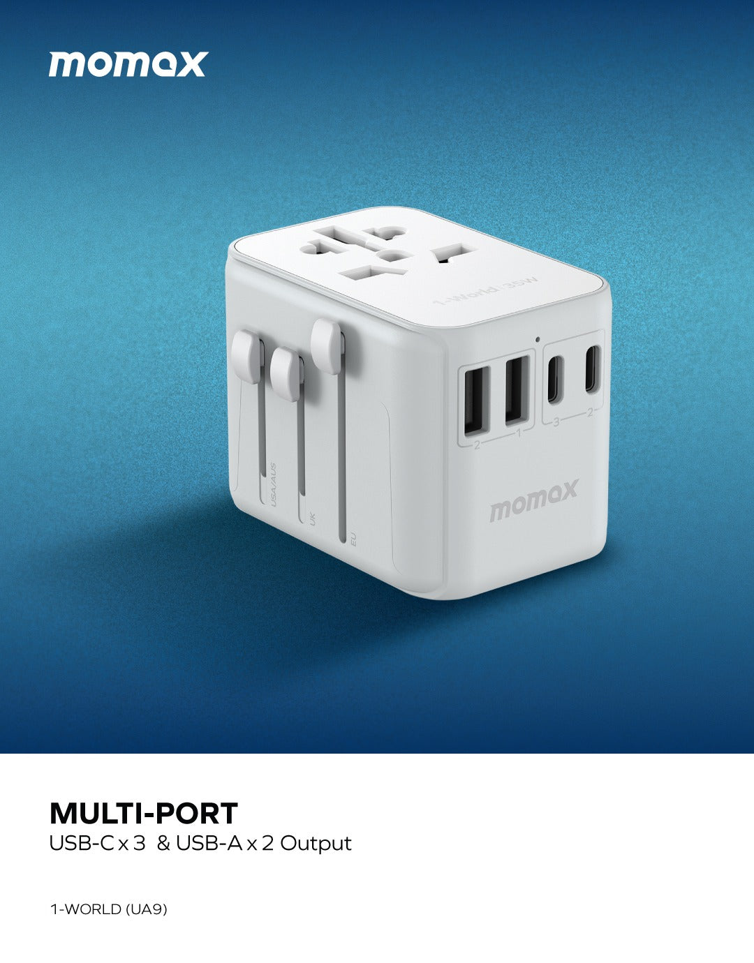 1-World PD35W 5 ports + AC Travel Adapter