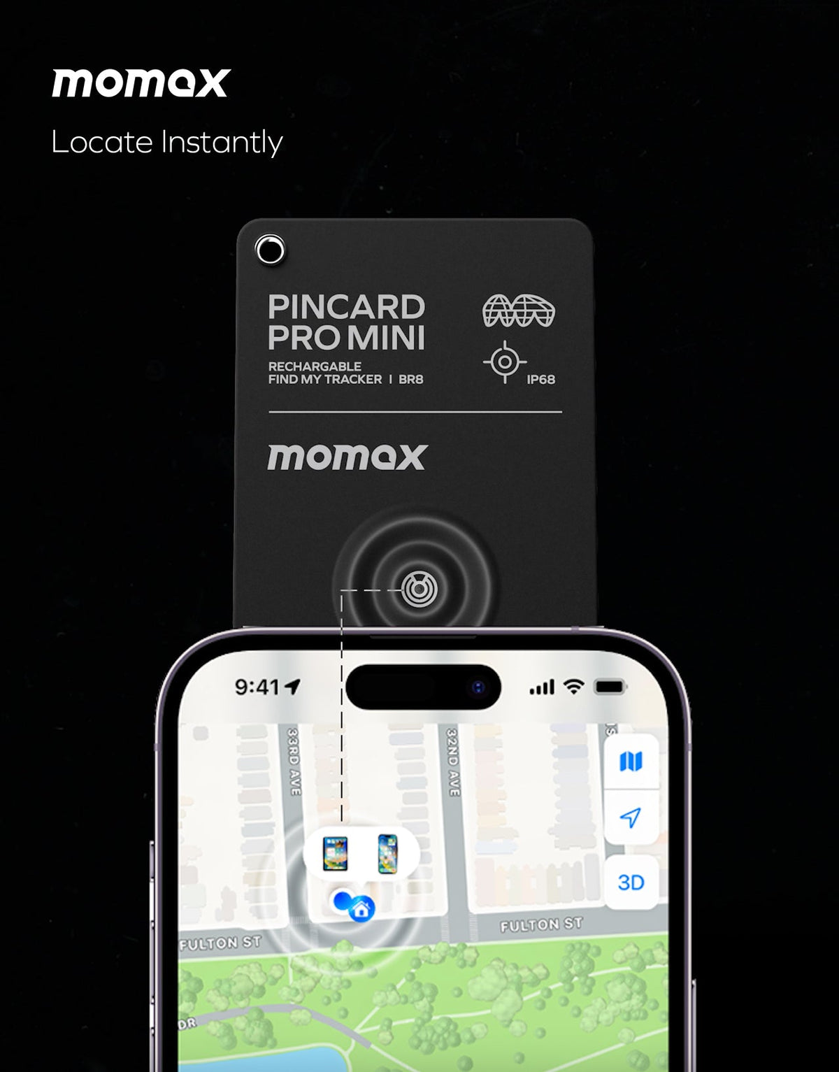 PinCard Pro Rechargeable Find My Tracker