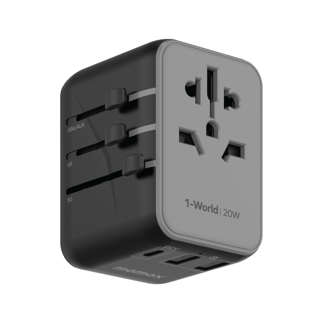 1-World 20W 3-Port+AC Travel Adapter UA11