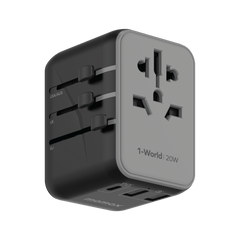 1-World 20W 3-Port+AC Travel Adapter UA11