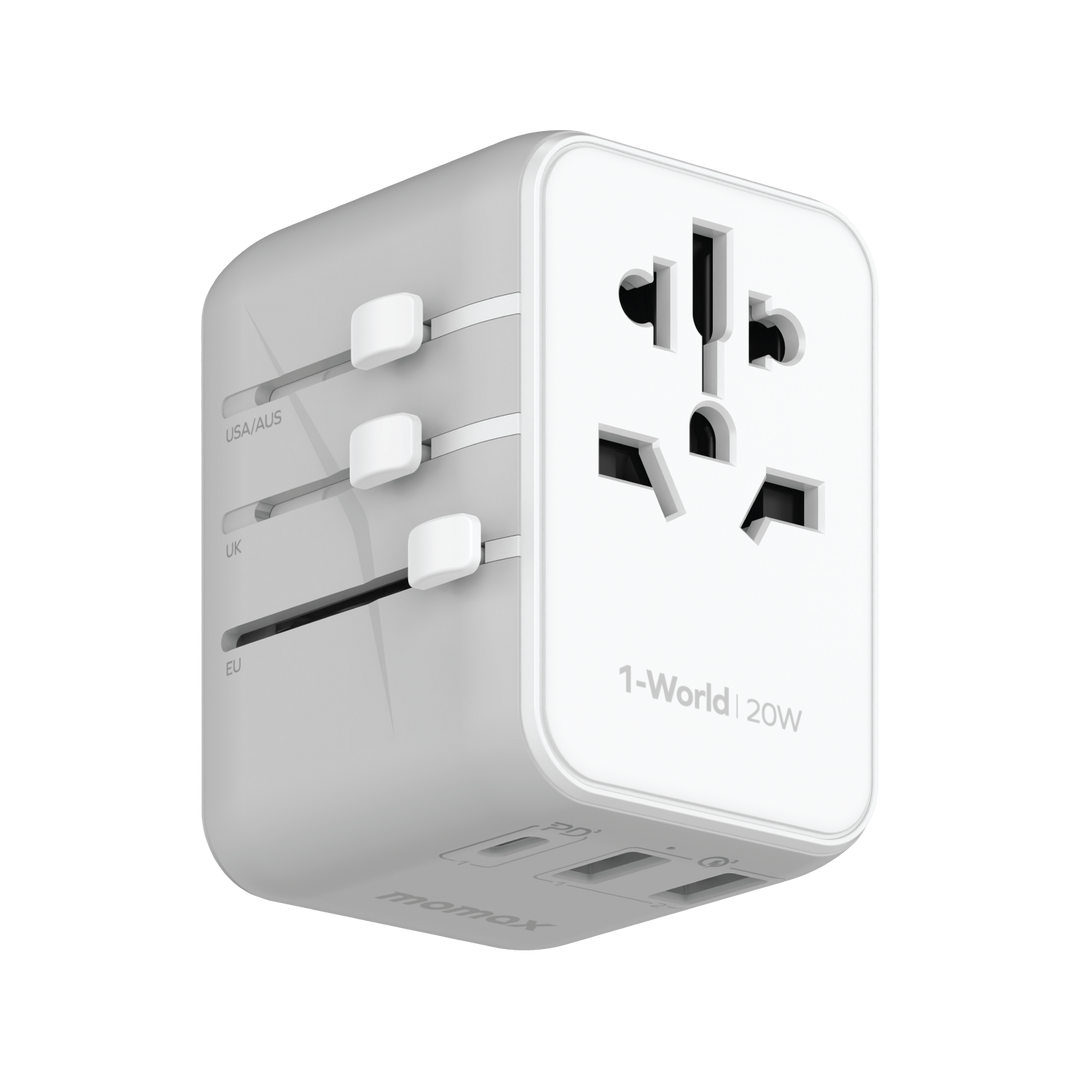 1-World 20W 3-Port+AC Travel Adapter UA11