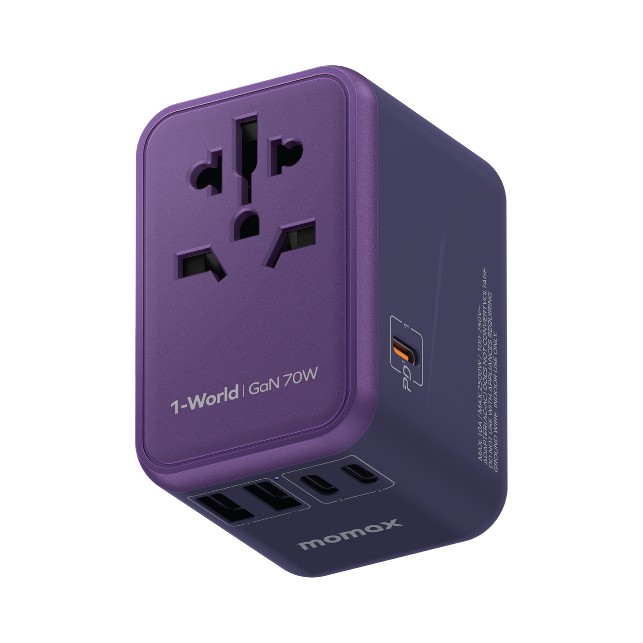 1-World Universal 5-Port Travel GaN Charger 70W