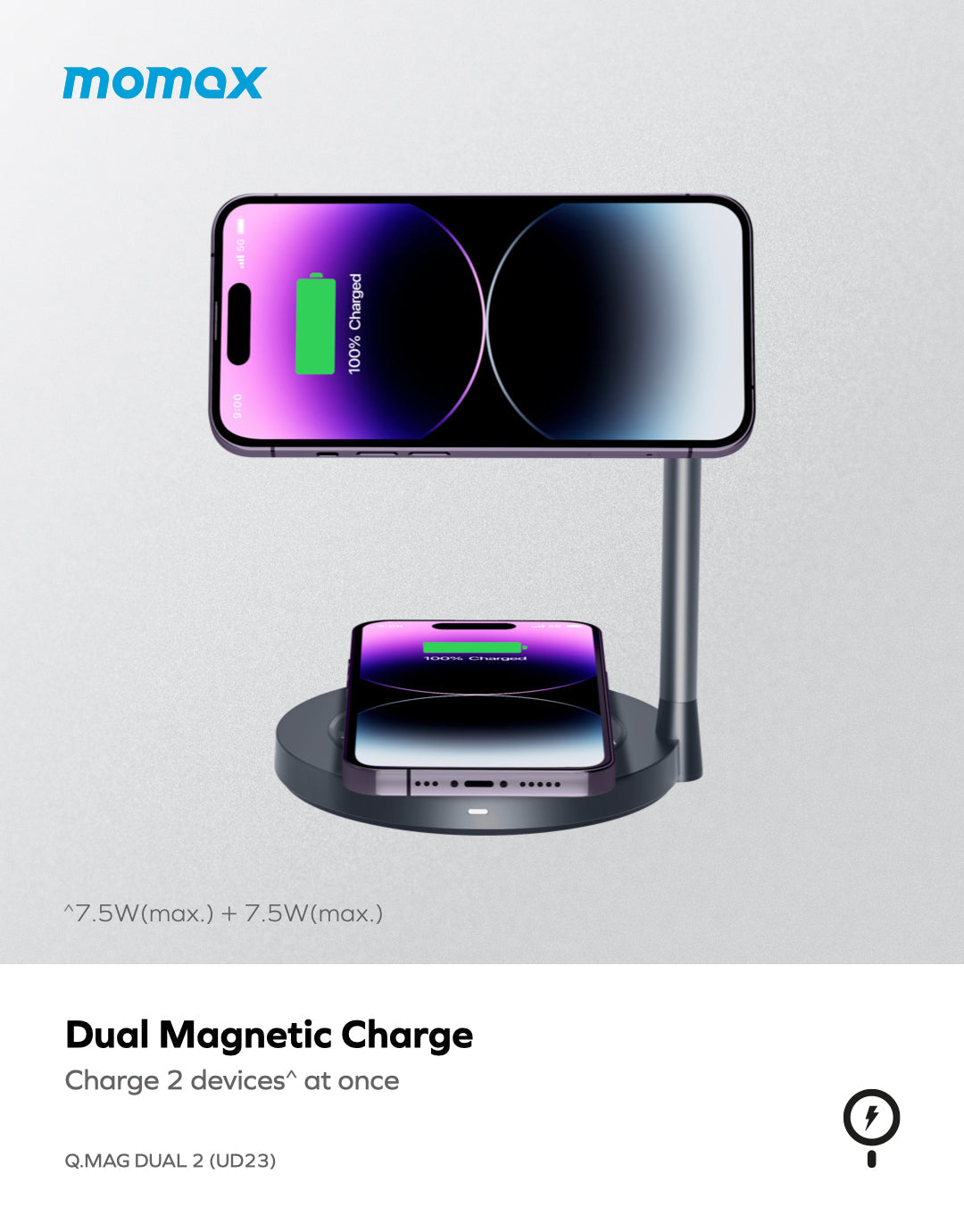 Q.Mag Dual 2 Dual Magnetic Wireless Charging Stand