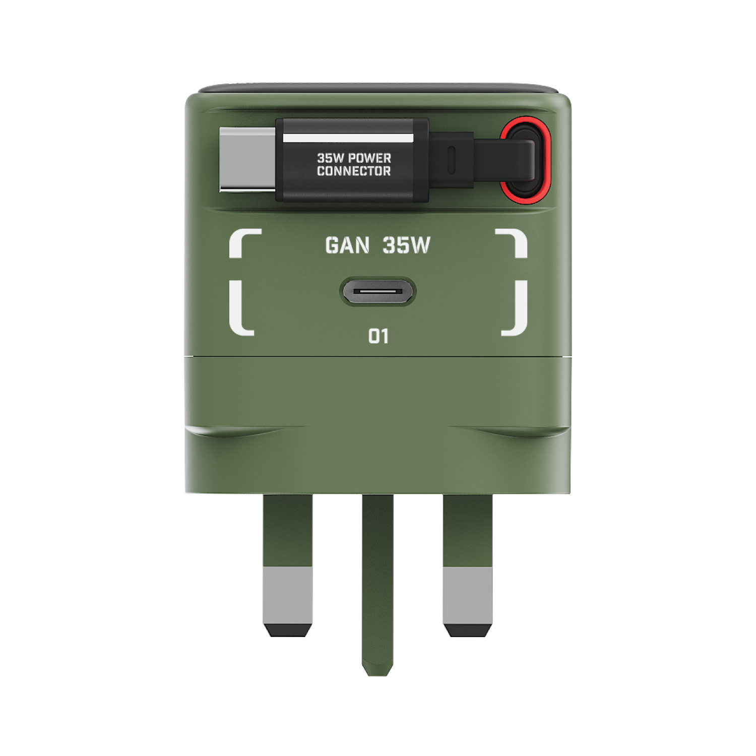 1-Charge+ 1-Port GaN Charger With Built-In USB-C Cable 35W