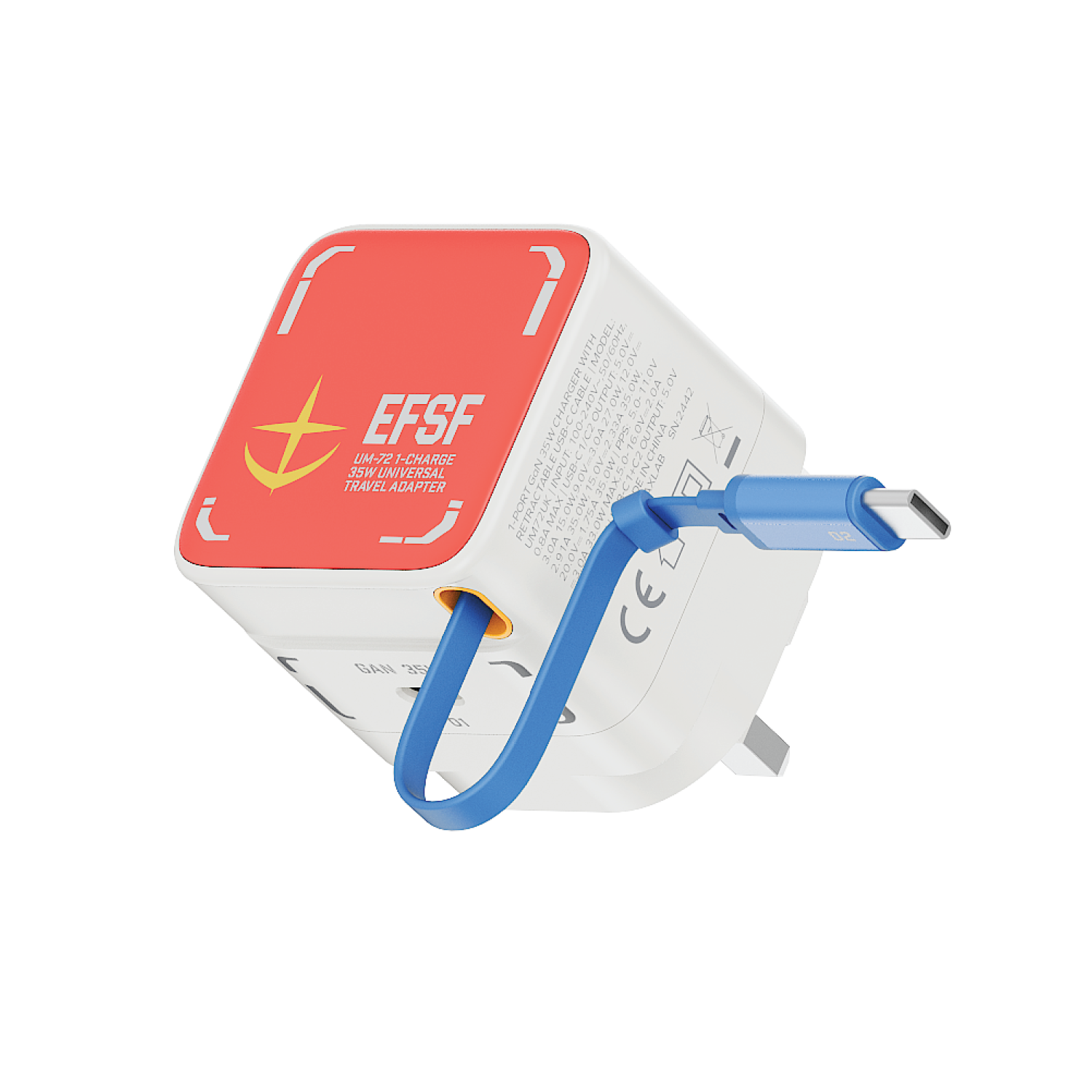 1-Charge+ 1-Port GaN Charger With Built-In USB-C Cable 35W