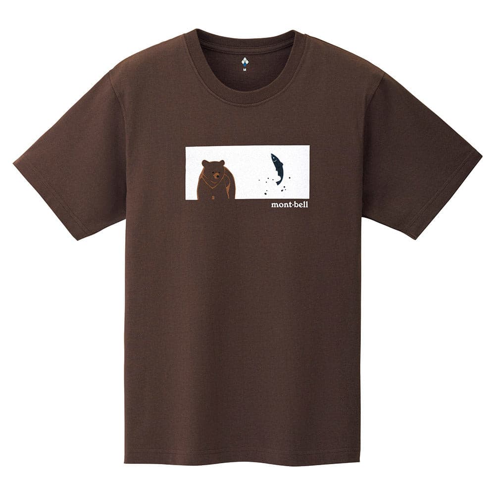 Pear Skin Cotton Tee - Salmon and Brown Bear